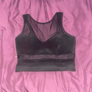 Black mesh and cotton cropped tank